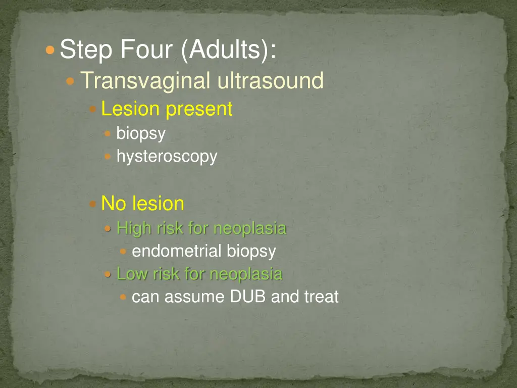 step four adults transvaginal ultrasound lesion