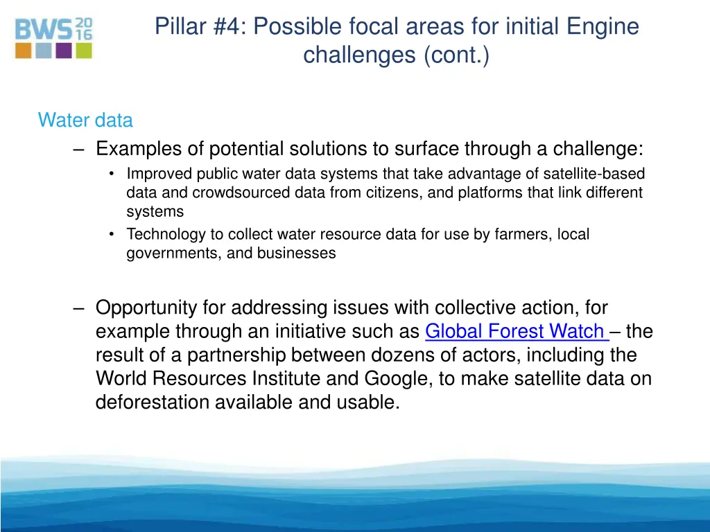 pillar 4 possible focal areas for initial engine 1
