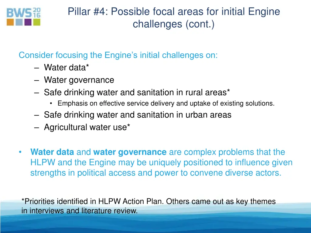 pillar 4 possible focal areas for initial engine