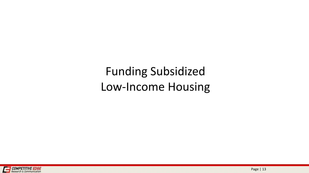 funding subsidized low income housing