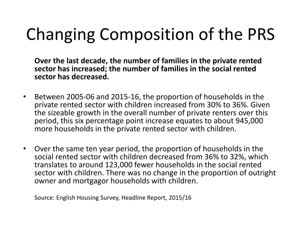 changing composition of the prs