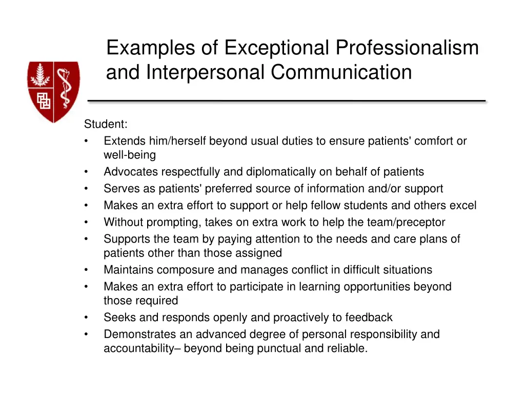 examples of exceptional professionalism
