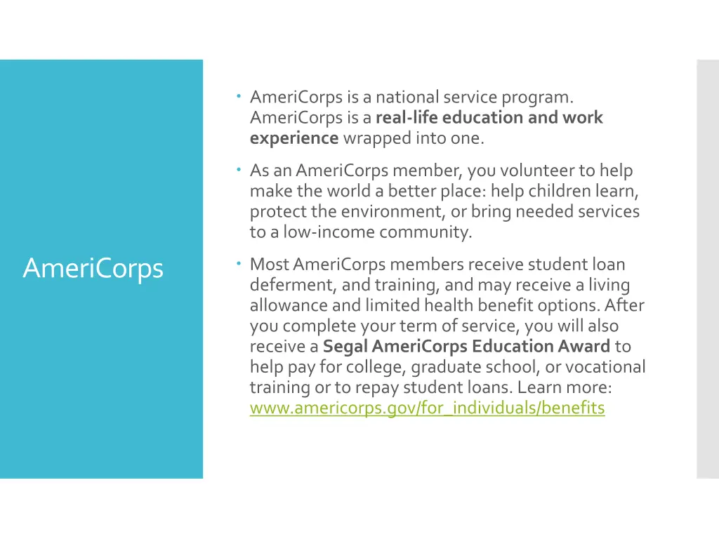americorps is a national service program