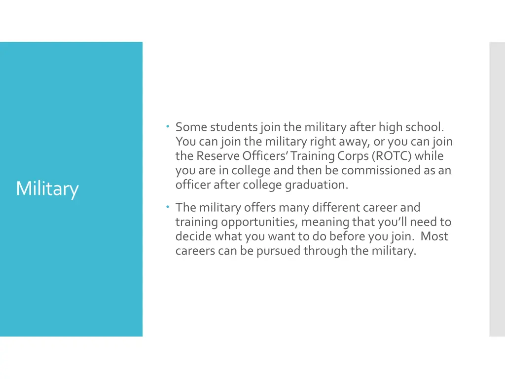 some students join the military after high school