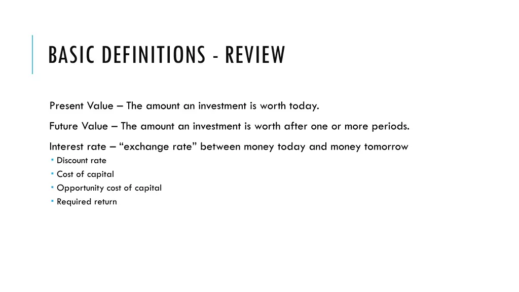 basic definitions review