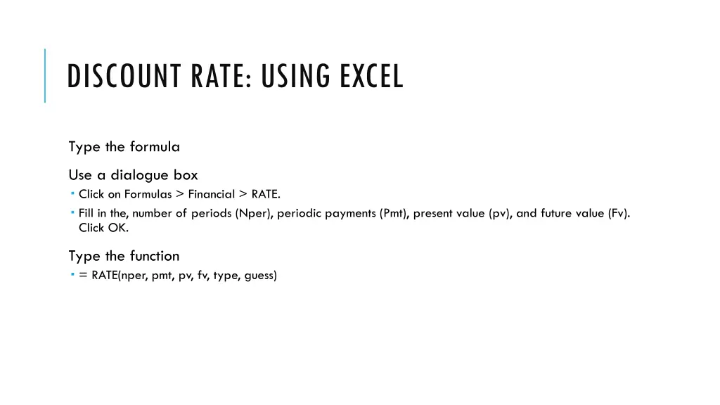 discount rate using excel
