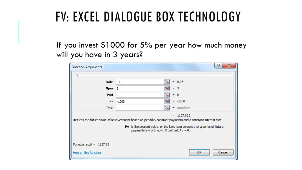 fv excel dialogue box technology