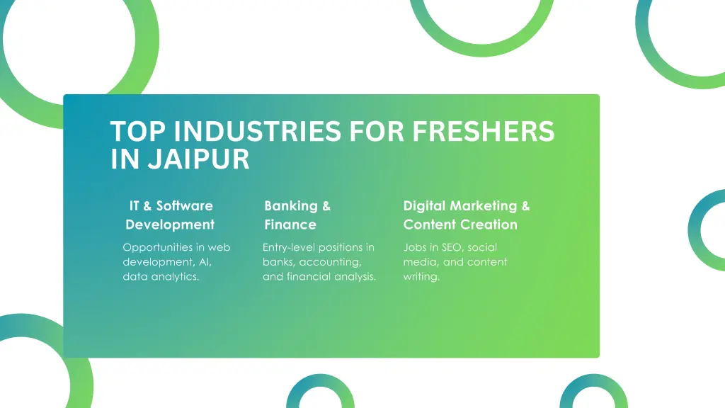 top industries for freshers in jaipur