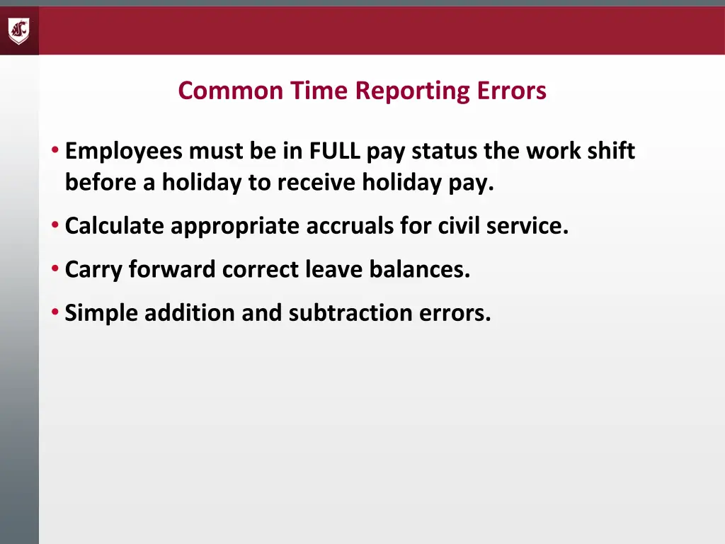 common time reporting errors