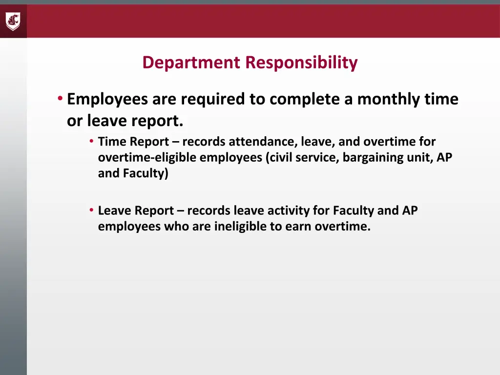 department responsibility