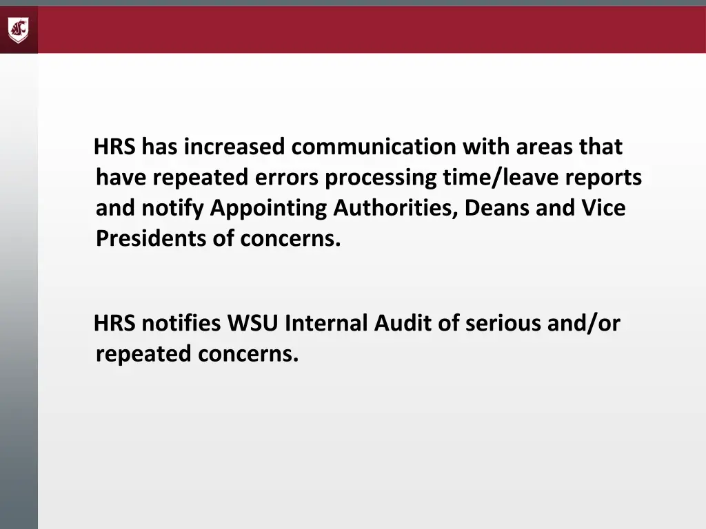 hrs has increased communication with areas that