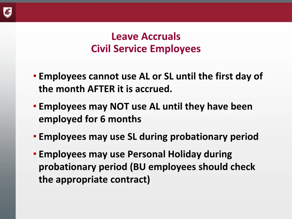 leave accruals civil service employees