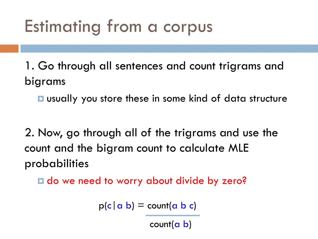 estimating from a corpus 4