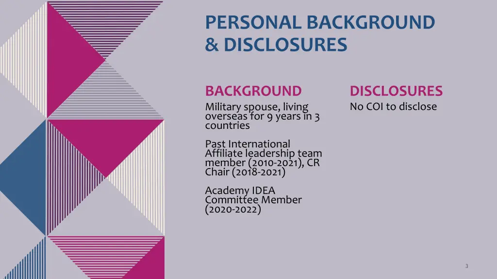 personal background disclosures