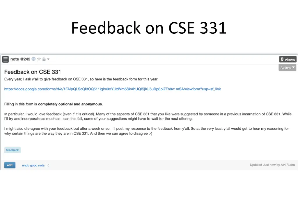 feedback on cse 331