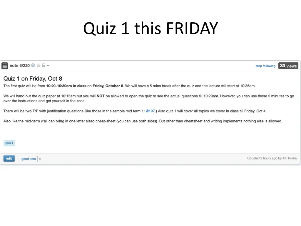 quiz 1 this friday