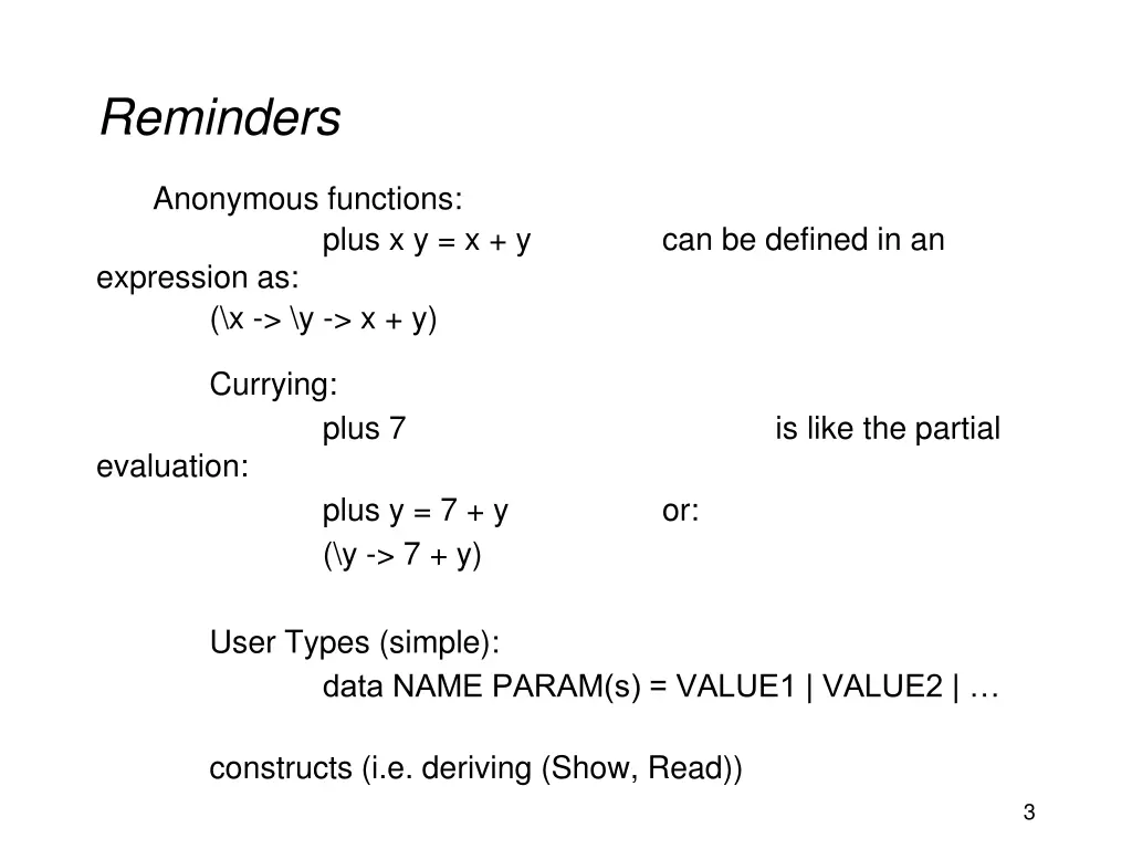 reminders 1