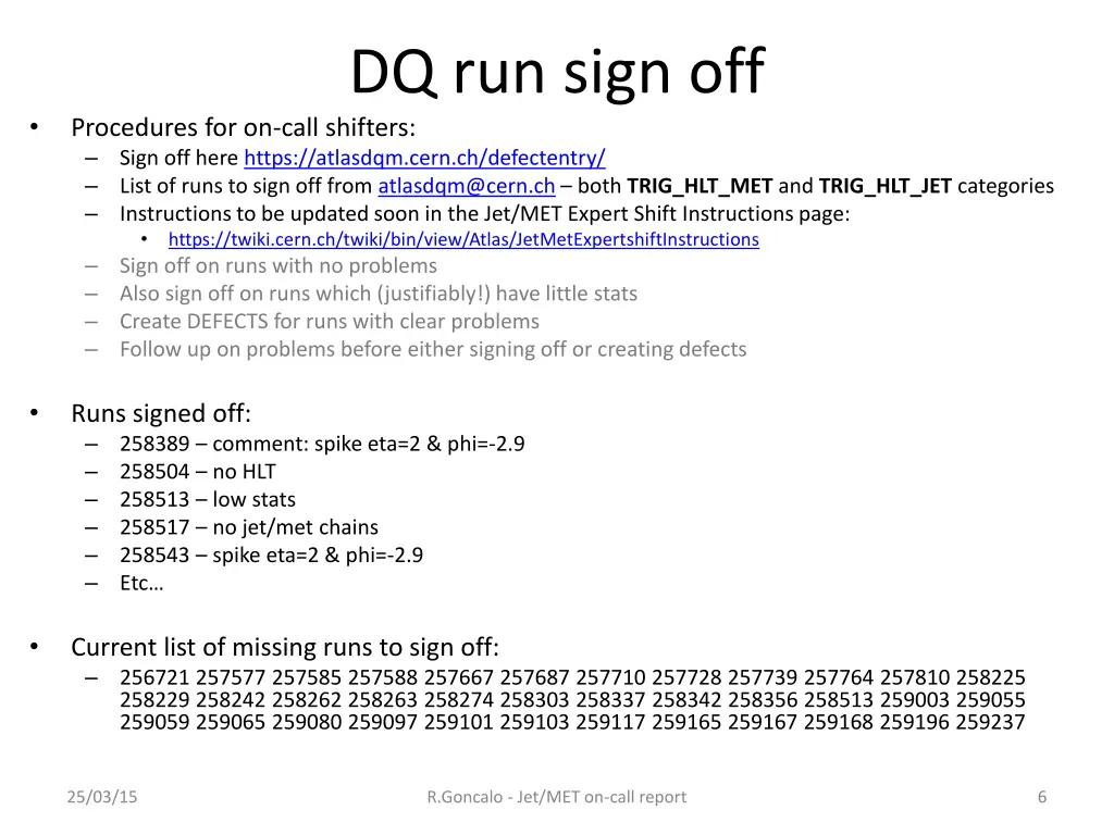 dq run sign off