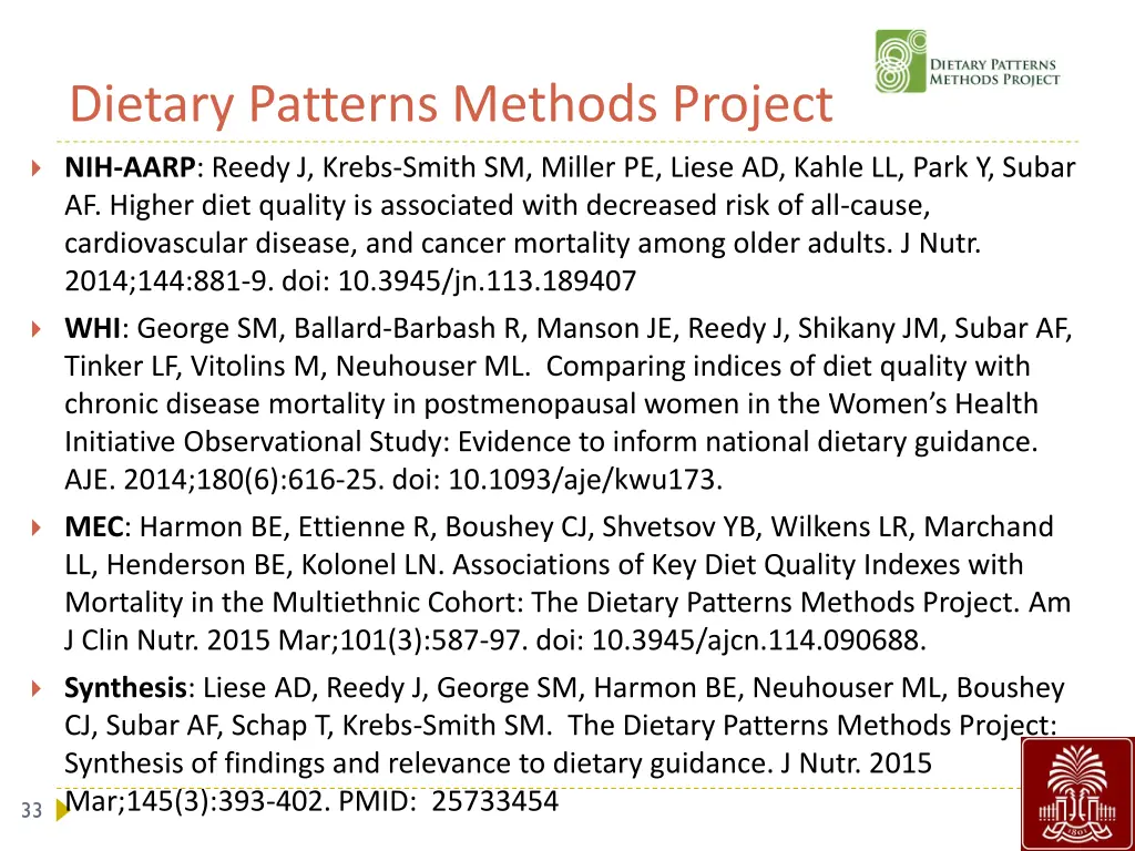 dietary patterns methods project