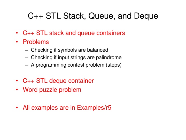 c stl stack queue and deque