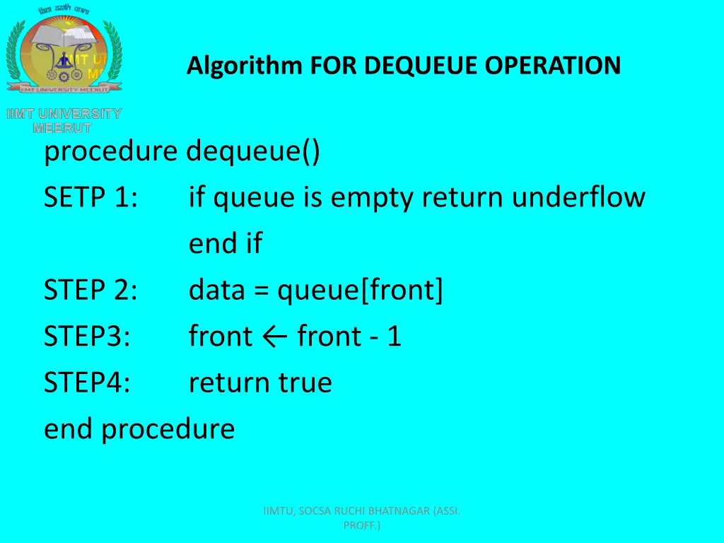 algorithm for dequeue operation