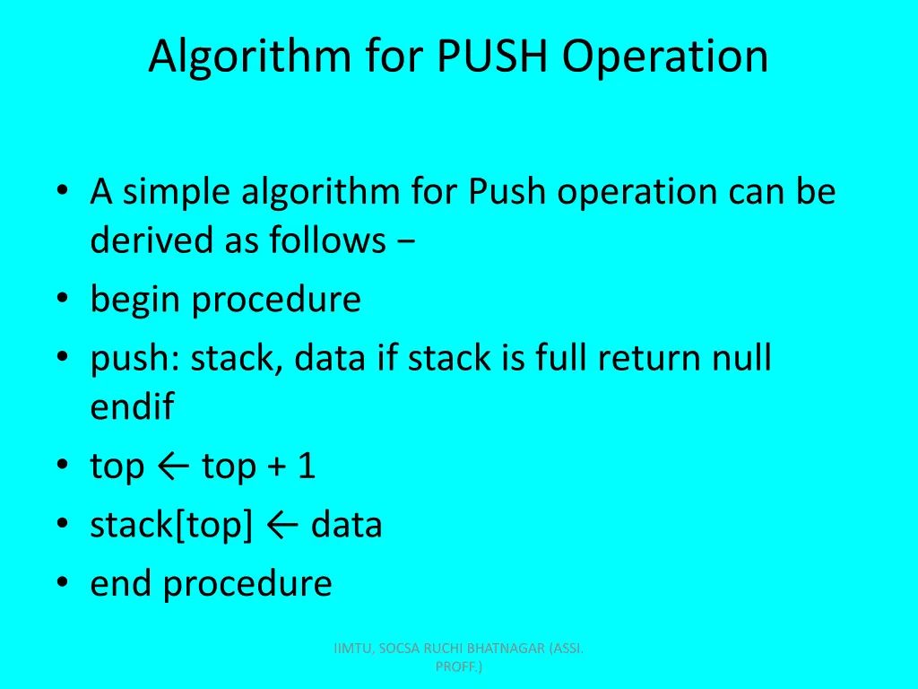 algorithm for push operation