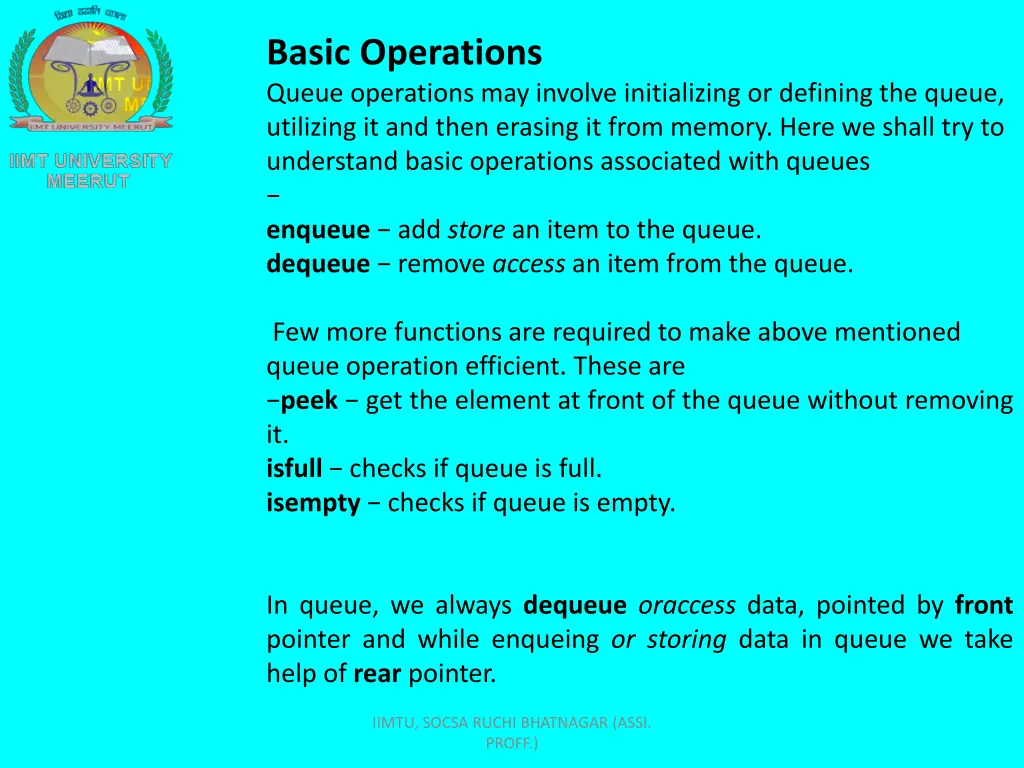 basic operations queue operations may involve