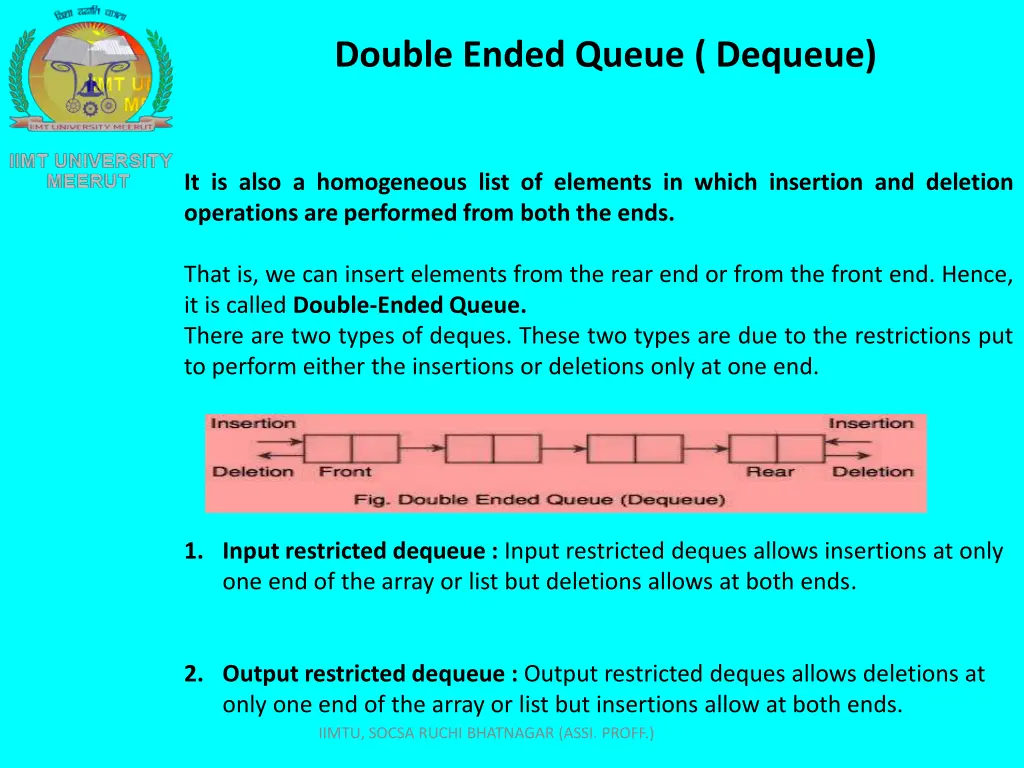 double ended queue dequeue