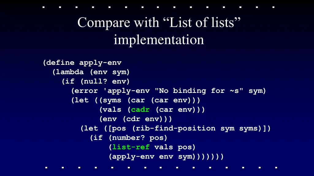 compare with list of lists implementation