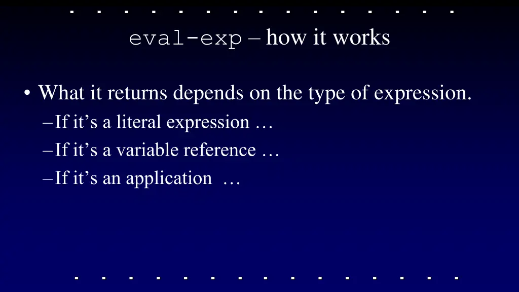 eval exp how it works