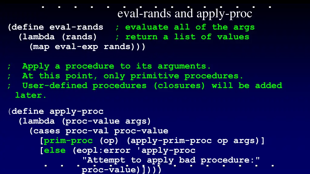 eval rands and apply proc