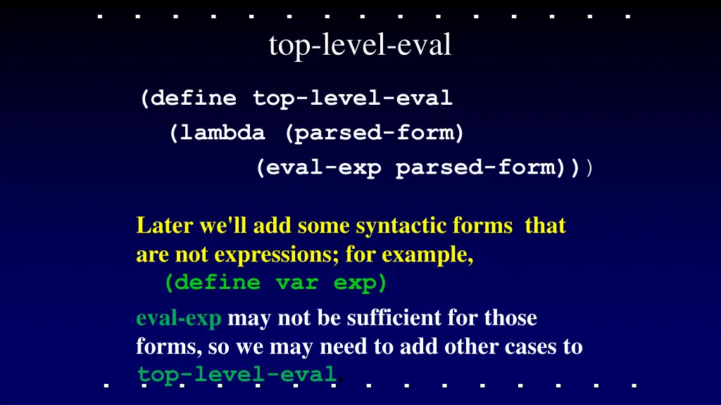 top level eval