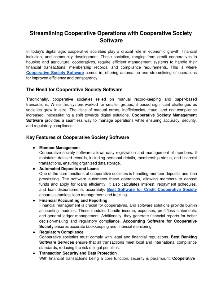 streamlining cooperative operations with
