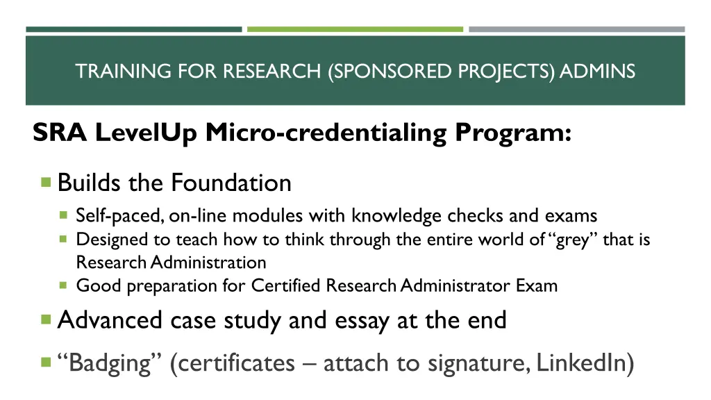 training for research sponsored projects admins 2