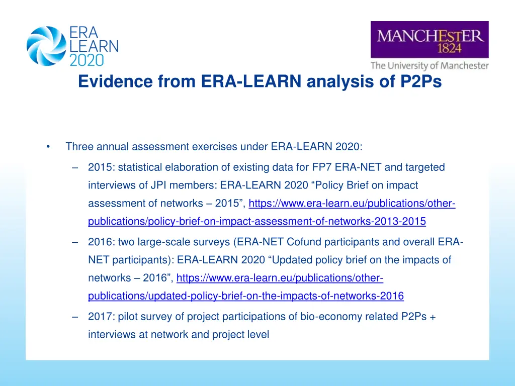 evidence from era learn analysis of p2ps 1