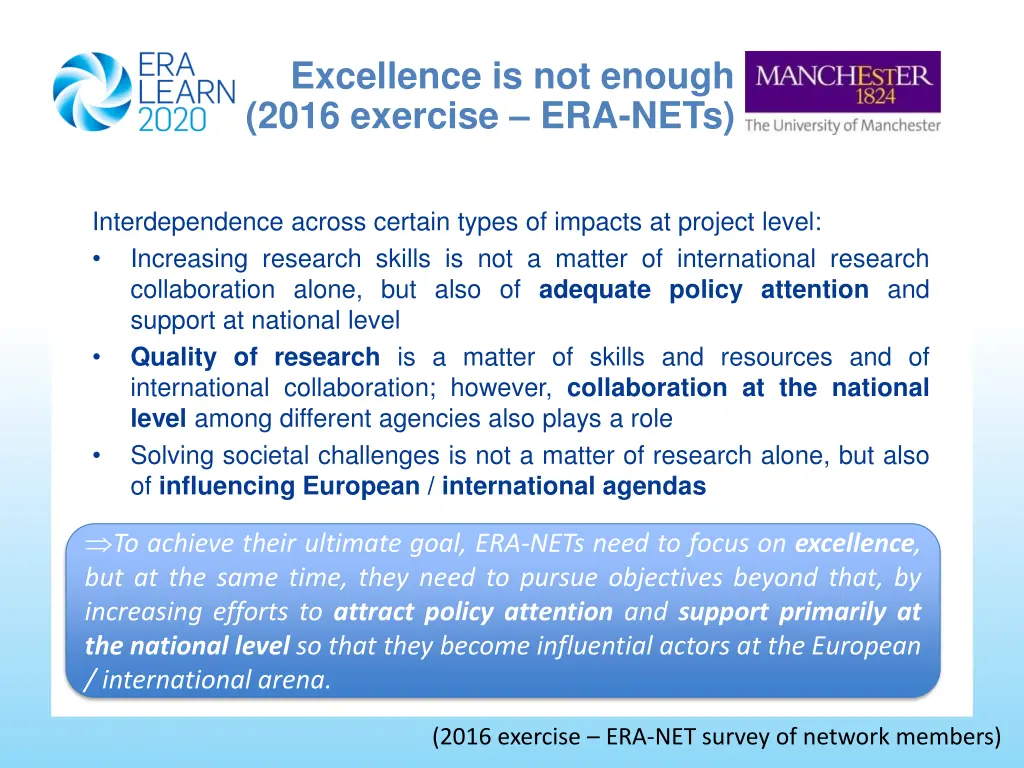 excellence is not enough 2016 exercise era nets