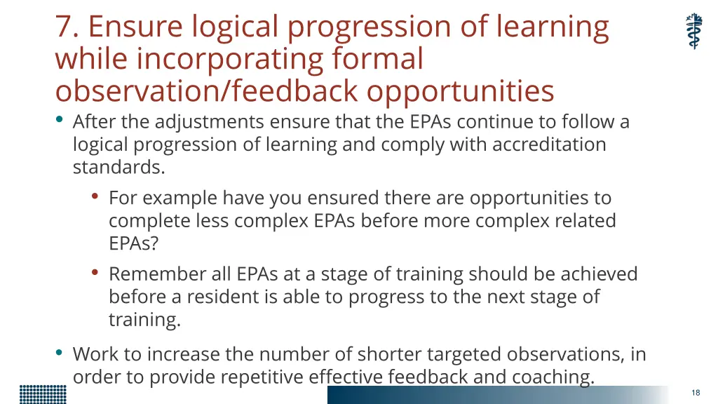 7 ensure logical progression of learning while