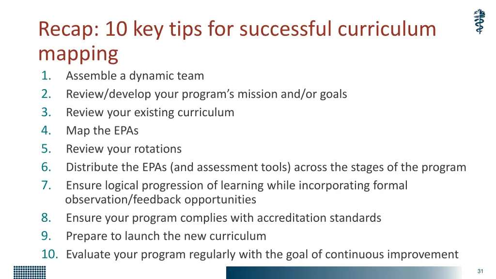 recap 10 key tips for successful curriculum
