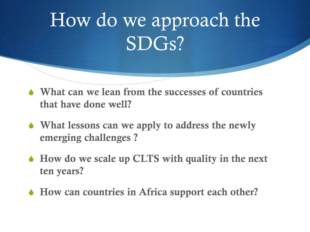 how do we approach the sdgs