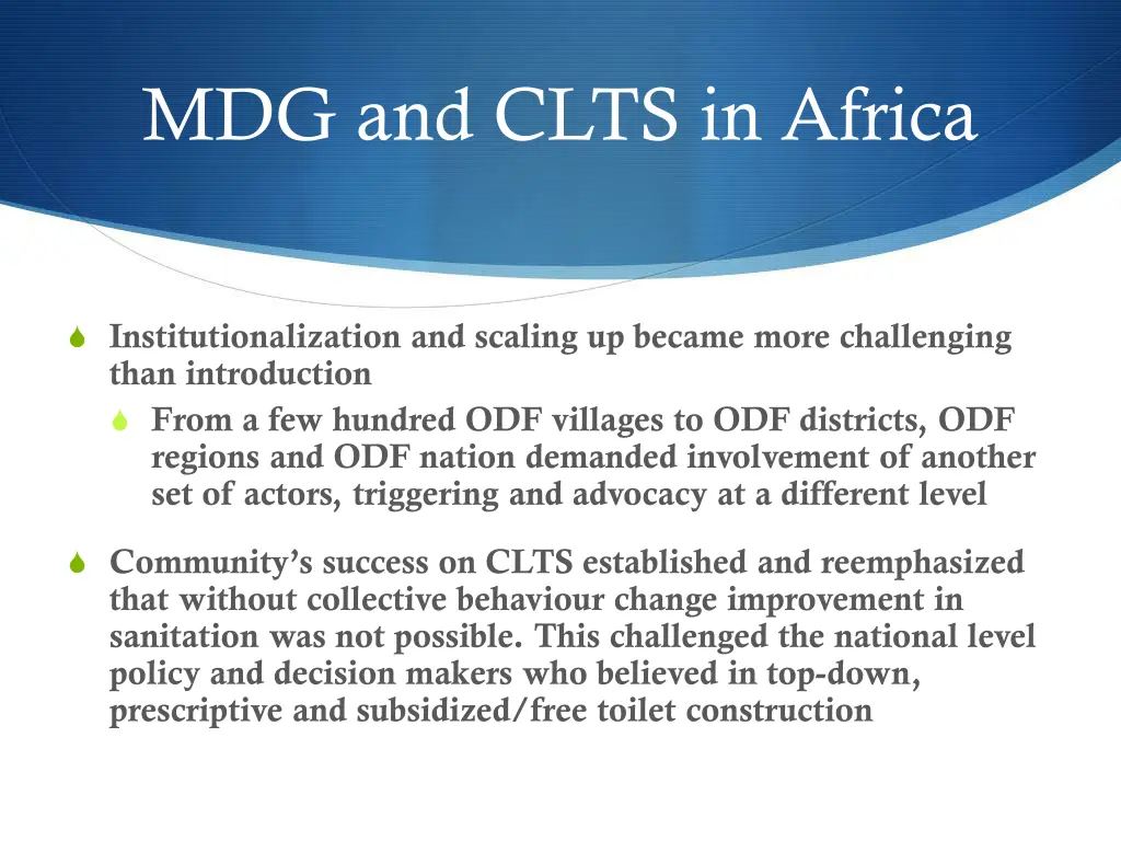 mdg and clts in africa 1