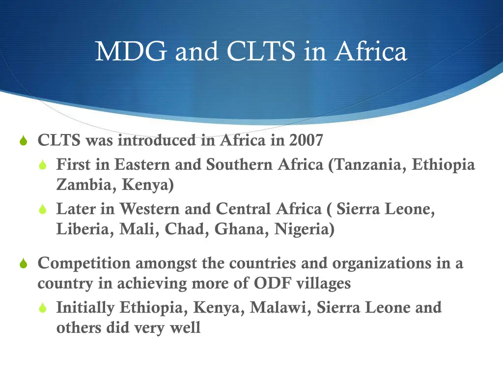 mdg and clts in africa