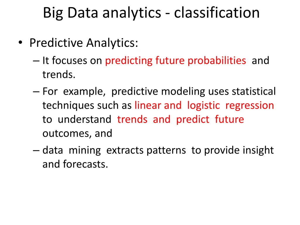 big data analytics classification 2