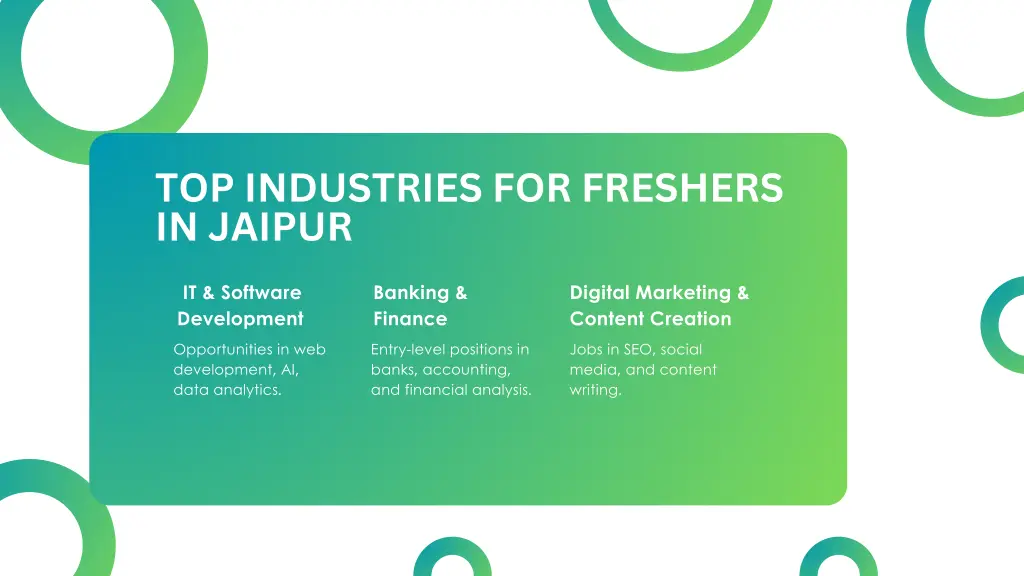 top industries for freshers in jaipur