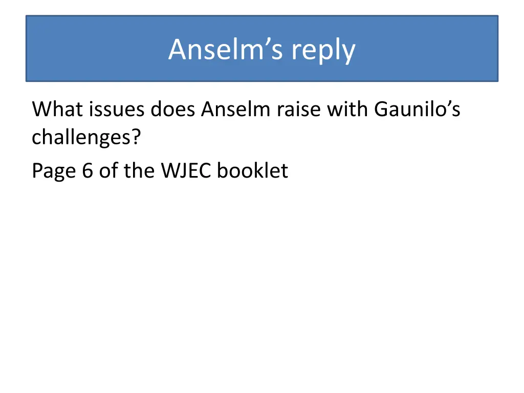 anselm s reply