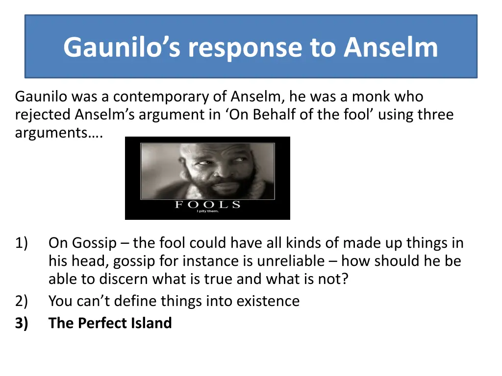 gaunilo s response to anselm