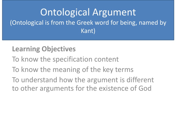 ontological argument ontological is from