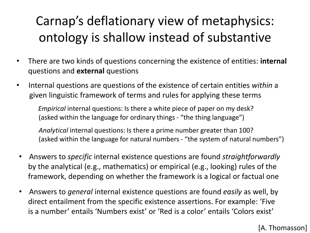 carnap s deflationary view of metaphysics