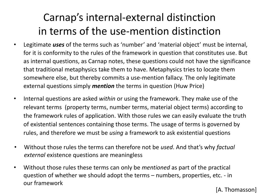 carnap s internal external distinction in terms