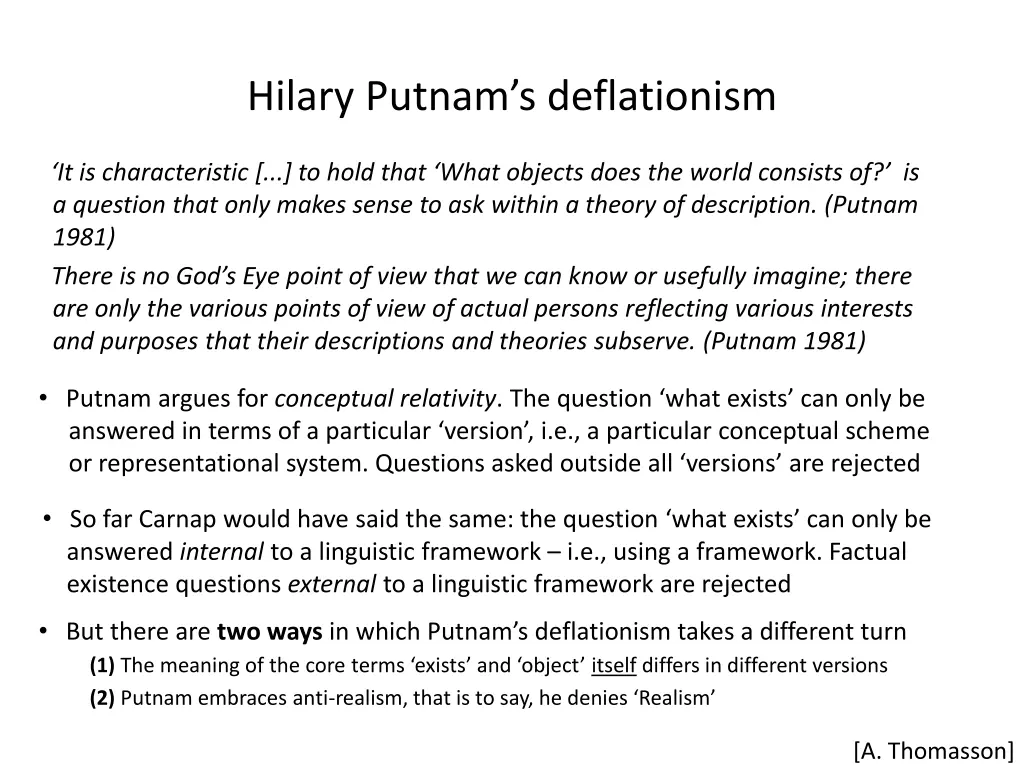 hilary putnam s deflationism