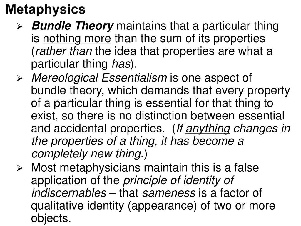 bundle theory maintains that a particular thing